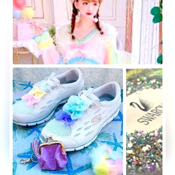 KAWII Swarovski Crystal Custom Skechers🦋💕🌺💝🦋 - Picture 1 of 13